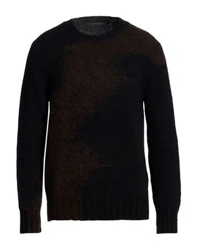 Messagerie Man Sweater Dark Brown Size 42 Baby Alpaca Wool, Polyamide, Wool In Black