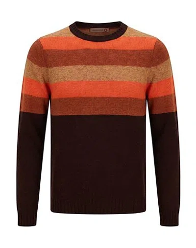 Messagerie Man Sweater Dark Brown Size L Wool In Multi