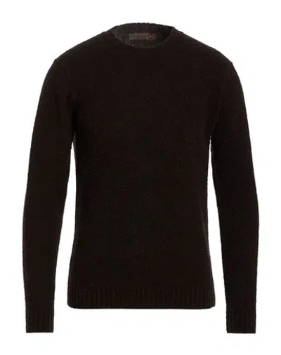 Messagerie Man Sweater Dark Brown Size M Virgin Wool, Cotton, Polyamide In Black