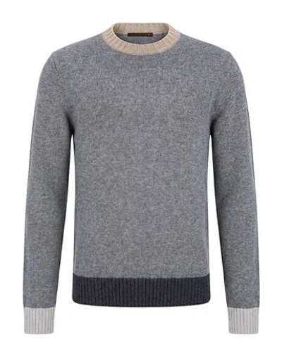 Messagerie Man Sweater Grey Size L Virgin Wool In Gray