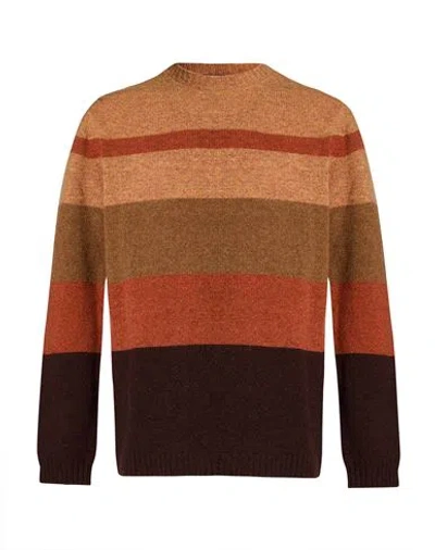Messagerie Man Sweater Mandarin Size L Wool In Orange