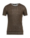 Messagerie Man Sweater Military Green Size 44 Linen In Green