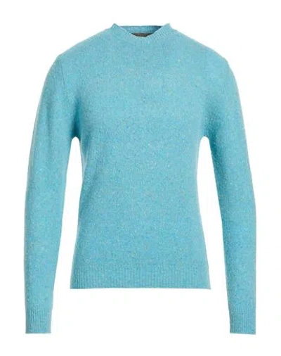 Messagerie Man Sweater Turquoise Size S Wool, Recycled Polyamide, Silk In Blue