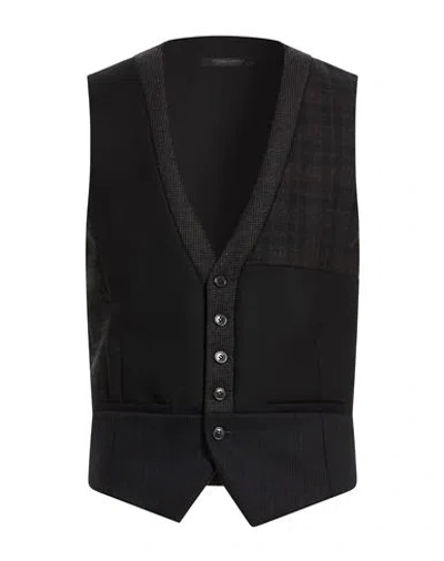 Messagerie Man Tailored Vest Black Size 38 Wool, Polyester
