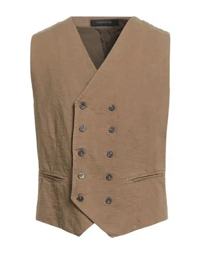 Messagerie Man Tailored Vest Khaki Size 44 Cotton, Hemp