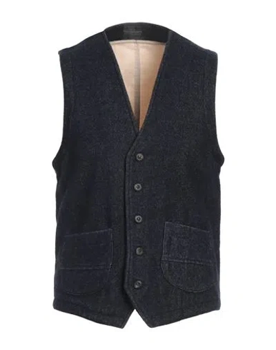 Messagerie Man Tailored Vest Navy Blue Size 38 Wool, Polyester, Polyamide, Cotton, Elastane