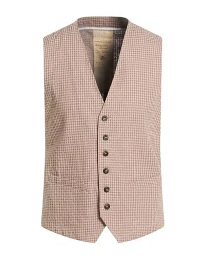 Messagerie Man Tailored Vest Sand Size 42 Linen, Cotton, Acrylic In Pink