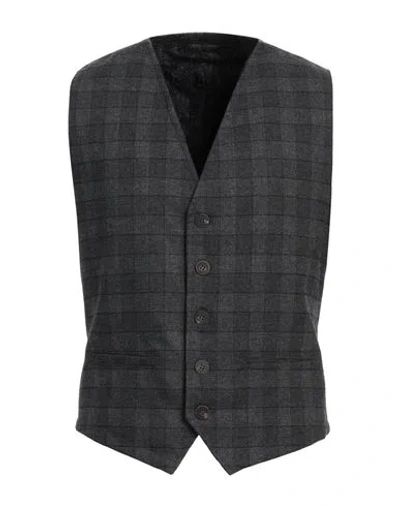 Messagerie Man Tailored Vest Charcoal Size 38 Wool, Polyester, Elastane In Grey