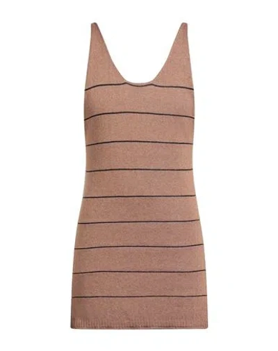 Messagerie Man Tank Top Brown Size S/m Linen, Viscose, Cotton