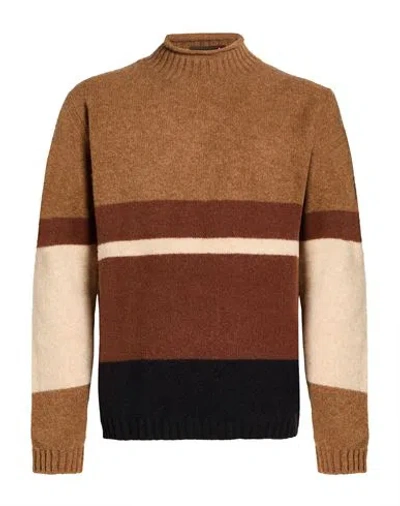 Messagerie Man Turtleneck Brown Size L Virgin Wool In Multi