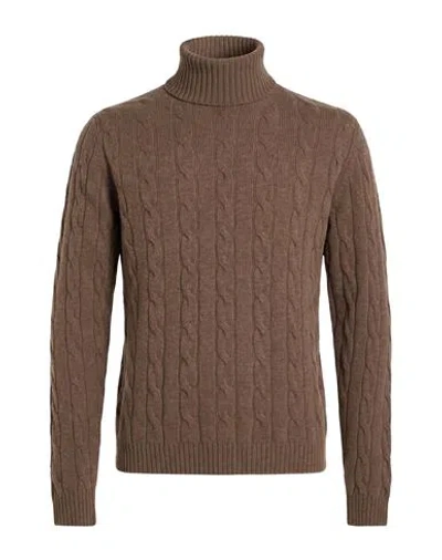 Messagerie Man Turtleneck Taupe Size L Virgin Wool In Brown