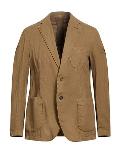 Messagerie Patrizio Piscaglia Man Blazer Khaki Size 42 Cotton, Hemp In Brown