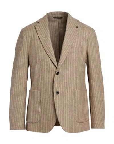 Messagerie Patrizio Piscaglia Man Blazer Taupe Size 40 Wool, Polyester In Brown