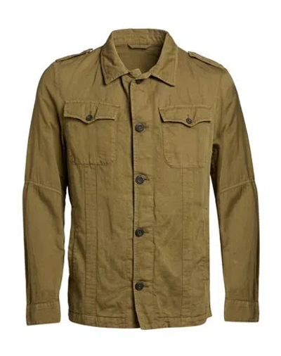 Messagerie Patrizio Piscaglia Man Jacket Khaki Size 44 Cotton, Linen, Lyocell In Green