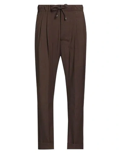 Messagerie Patrizio Piscaglia Man Pants Chocolate Brown Size 28 Polyester, Wool, Elastane