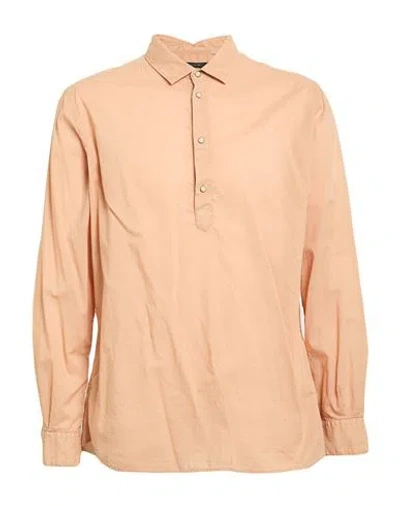 Messagerie Patrizio Piscaglia Man Shirt Apricot Size 16 Cotton In Orange