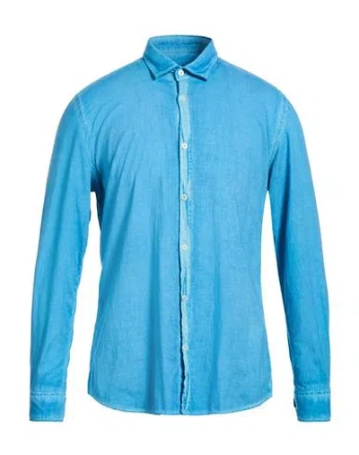 Messagerie Patrizio Piscaglia Man Shirt Azure Size 17 Cotton In Blue