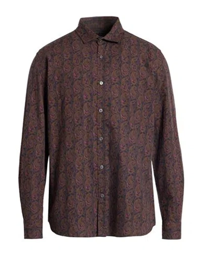 Messagerie Patrizio Piscaglia Man Shirt Dark Brown Size 16 ½ Cotton