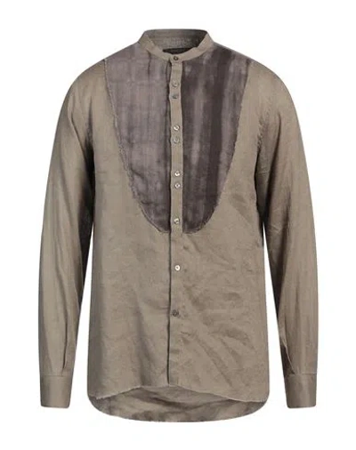 Messagerie Patrizio Piscaglia Man Shirt Khaki Size 16 Linen In Beige
