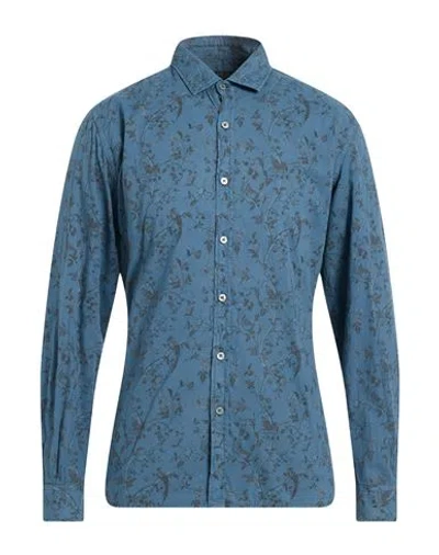 Messagerie Patrizio Piscaglia Man Shirt Navy Size 16 Cotton In Multi