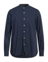 Messagerie Patrizio Piscaglia Man Shirt Navy Size 17 Cotton, Polyamide, Elastane In Blue