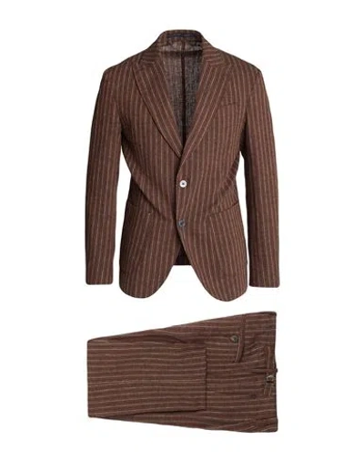 Messagerie Patrizio Piscaglia Man Suit Brown Size 38 Linen, Cotton