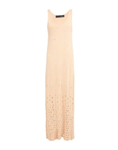 MESSAGERIE MESSAGERIE PATRIZIO PISCAGLIA WOMAN MAXI DRESS BEIGE SIZE S/M VISCOSE, LINEN, COTTON