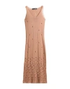 Messagerie Woman Maxi Dress Brown Size L/xl Linen, Viscose, Cotton