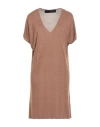 Messagerie Woman Mini Dress Brown Size L/xl Viscose, Linen, Cotton