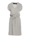 Messagerie Woman Mini Dress Grey Size L/xl Linen, Viscose, Cotton