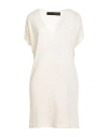 Messagerie Woman Mini Dress Ivory Size L/xl Viscose, Linen, Cotton