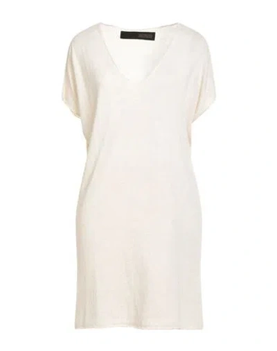 Messagerie Woman Mini Dress Ivory Size L/xl Viscose, Linen, Cotton