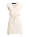 Messagerie Woman Mini Dress Ivory Size L/xl Viscose, Linen, Cotton