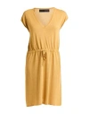 Messagerie Woman Mini Dress Mustard Size L/xl Viscose, Linen, Cotton