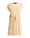 Messagerie Woman Mini Dress Sand Size S/m Viscose, Linen, Cotton