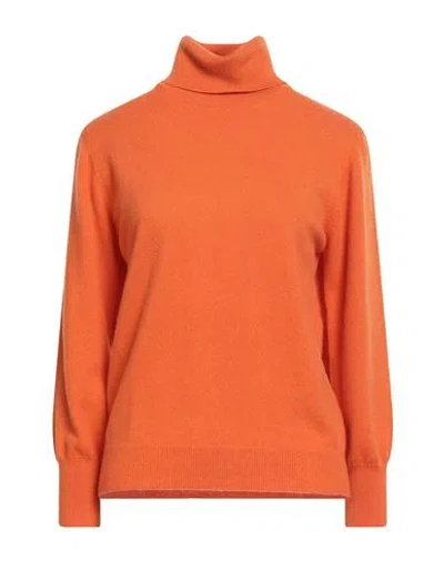 Messagerie Woman Turtleneck Orange Size M Cashmere In Red