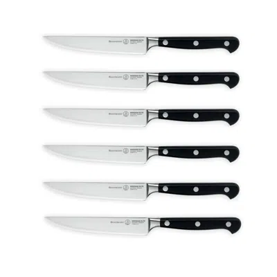 Messermeister Meridian Elite 6 Piece Fine Edge Steak Set In Steak Knife Pouch In Black