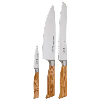 Messermeister Oliva Elite 3 Piece Trio Knife Set In Brown