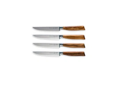 Messermeister Oliva Elite 4 Piece Fine-edge Steak Knife Set In Brown