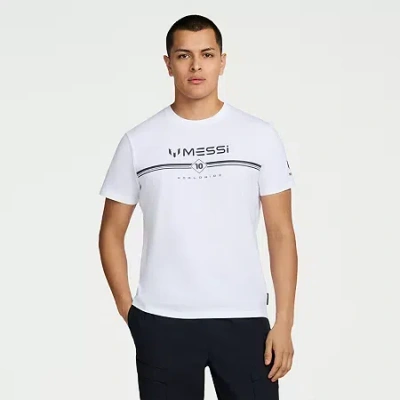 Messi Collection Mens Round Neck Short Sleeve Regular Fit Graphic T-shirt In White