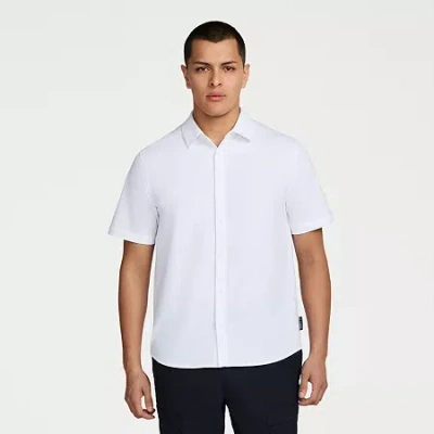 Messi Collection Mens Short Sleeve Button-down Shirt In White