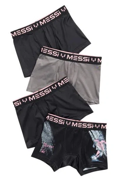 Messi Kids' Assorted 4-pack Stretch Boxer Briefs In Black