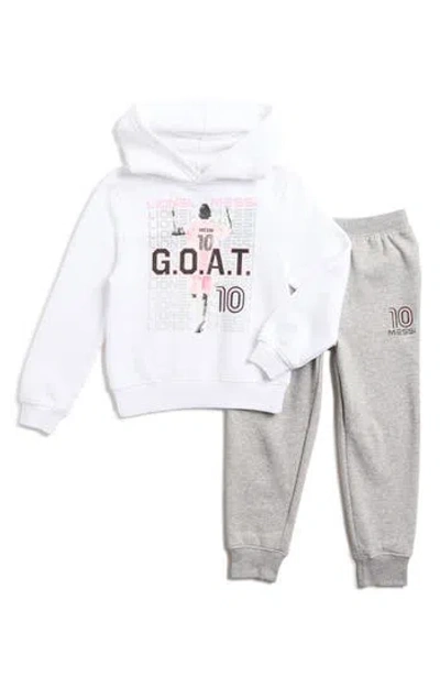 Messi Kids' Graphic Hoodie & Joggers Set In White