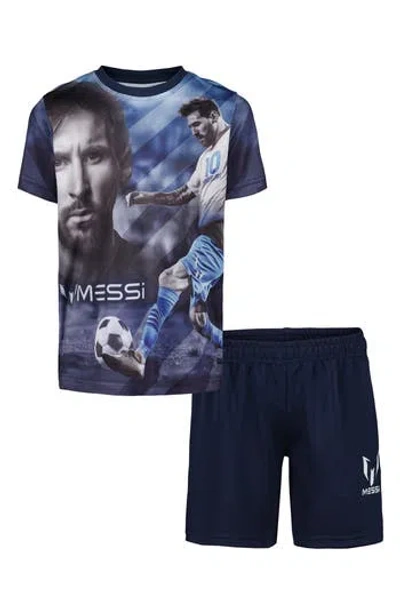 Messi Kids' Graphic Short Sleeve T-shirt & Shorts Set In Blue