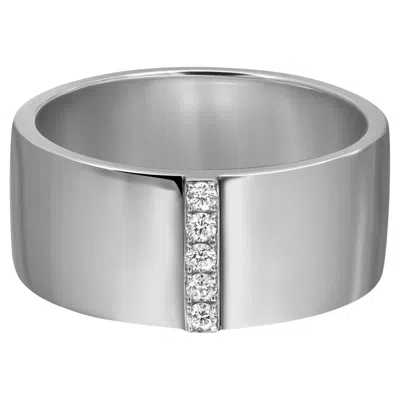 Pre-owned Messika 0.07cttw Kate Diamond Wide Band Ring 18k White Gold Size 52 Us 6