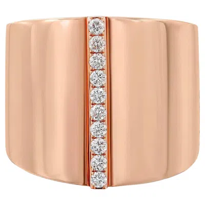 Pre-owned Messika 0.17cttw Kate Diamond Wide Band Ring 18k Rose Gold Size 53 Us 6.5 In Red