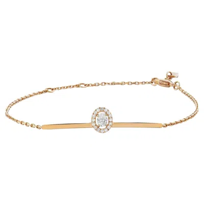 Pre-owned Messika 0.22cttw Glam'azone Diamond Chain Bracelet 18k Rose Gold 8 Inches In Red