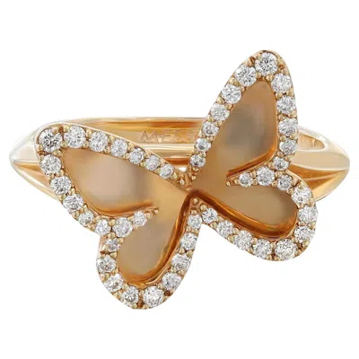 Pre-owned Messika 0.27cttw Diamond Plaque Butterfly Ring 18k Rose Gold Size 52 Us 6 In Red