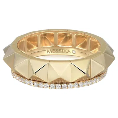 Pre-owned Messika 0.29cttw Spiky Gatsby Diamond Band Ring 18k Yellow Gold Size 52 Us 6.25