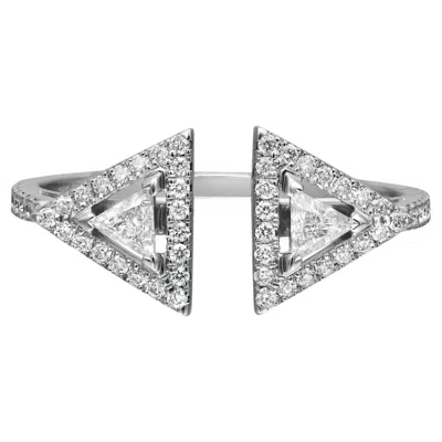 Pre-owned Messika 0.34cttw Thea Diamond Ring 18k White Gold Size 52 Us 6.25